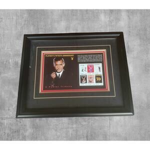 Playboy 50th Anniversary Framed Postal Tribute Hugh Hefner St Vincent Stamps MNH